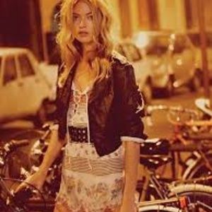 Free People Georgette Shirtail Dress Ivory Combo